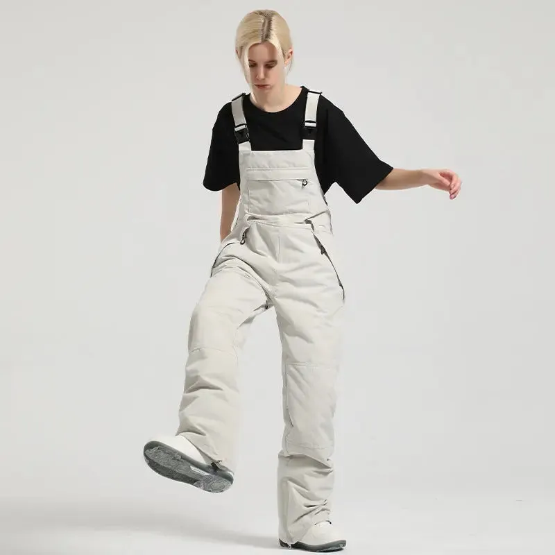 2025 Winter Snowboard Bibs Pants Girls Contrast Color Overalls