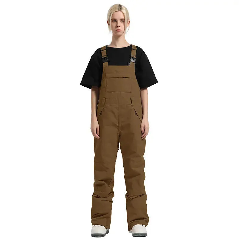 2025 Winter Snowboard Bibs Pants Girls Contrast Color Overalls