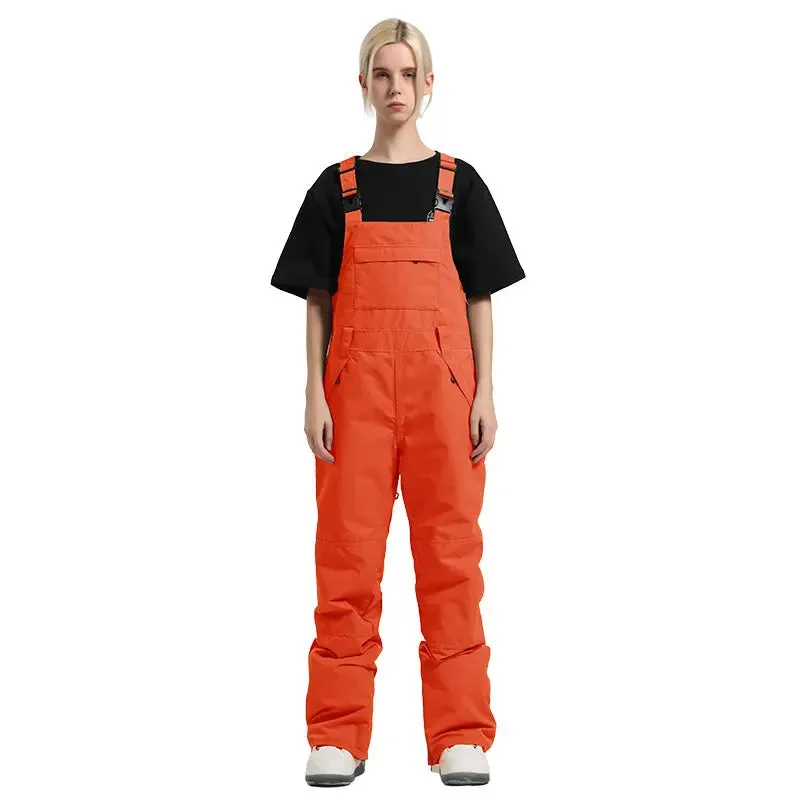 2025 Winter Snowboard Bibs Pants Girls Contrast Color Overalls