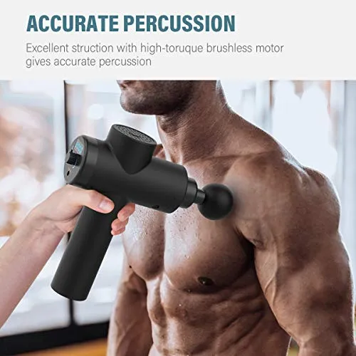 Annbrist Massage Gun Muscle Massager 600-3300 Percussion Deep Tissue Relax Stepless Speed Regulation Electric Quiet Portable Brushless Motor Digital Screen for Workout Pain Relief (Black)