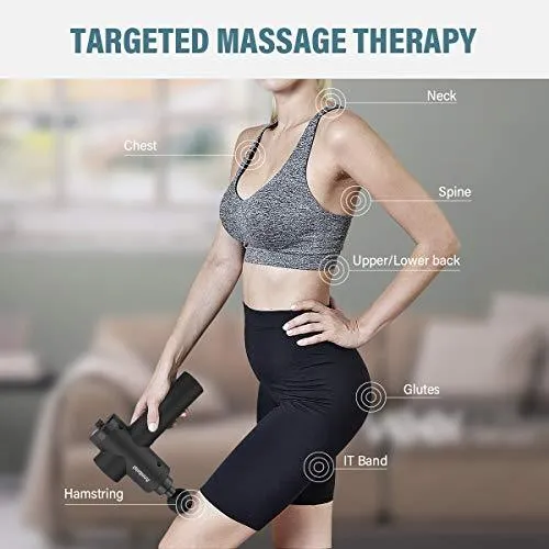 Annbrist Massage Gun Muscle Massager 600-3300 Percussion Deep Tissue Relax Stepless Speed Regulation Electric Quiet Portable Brushless Motor Digital Screen for Workout Pain Relief (Black)