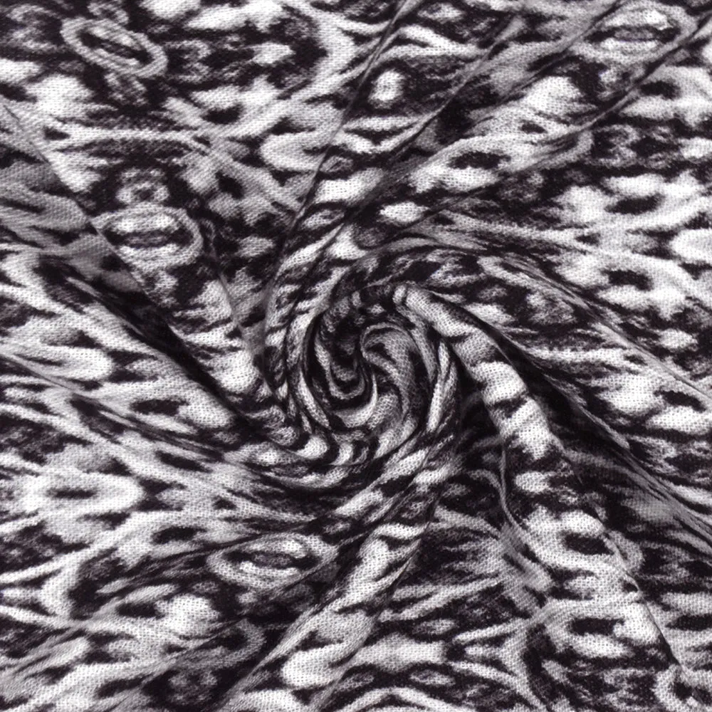 Black-Gray-Multi Abstract Kaleidoscope Printed Cotton Gauze Fabric