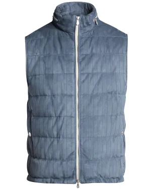 Blue Suede Padded Zip Vest