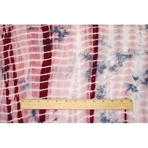 Burgundy/Dusty Navy/White Tie Dye Rayon Jersey Knit Fabric