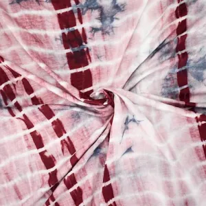 Burgundy/Dusty Navy/White Tie Dye Rayon Jersey Knit Fabric