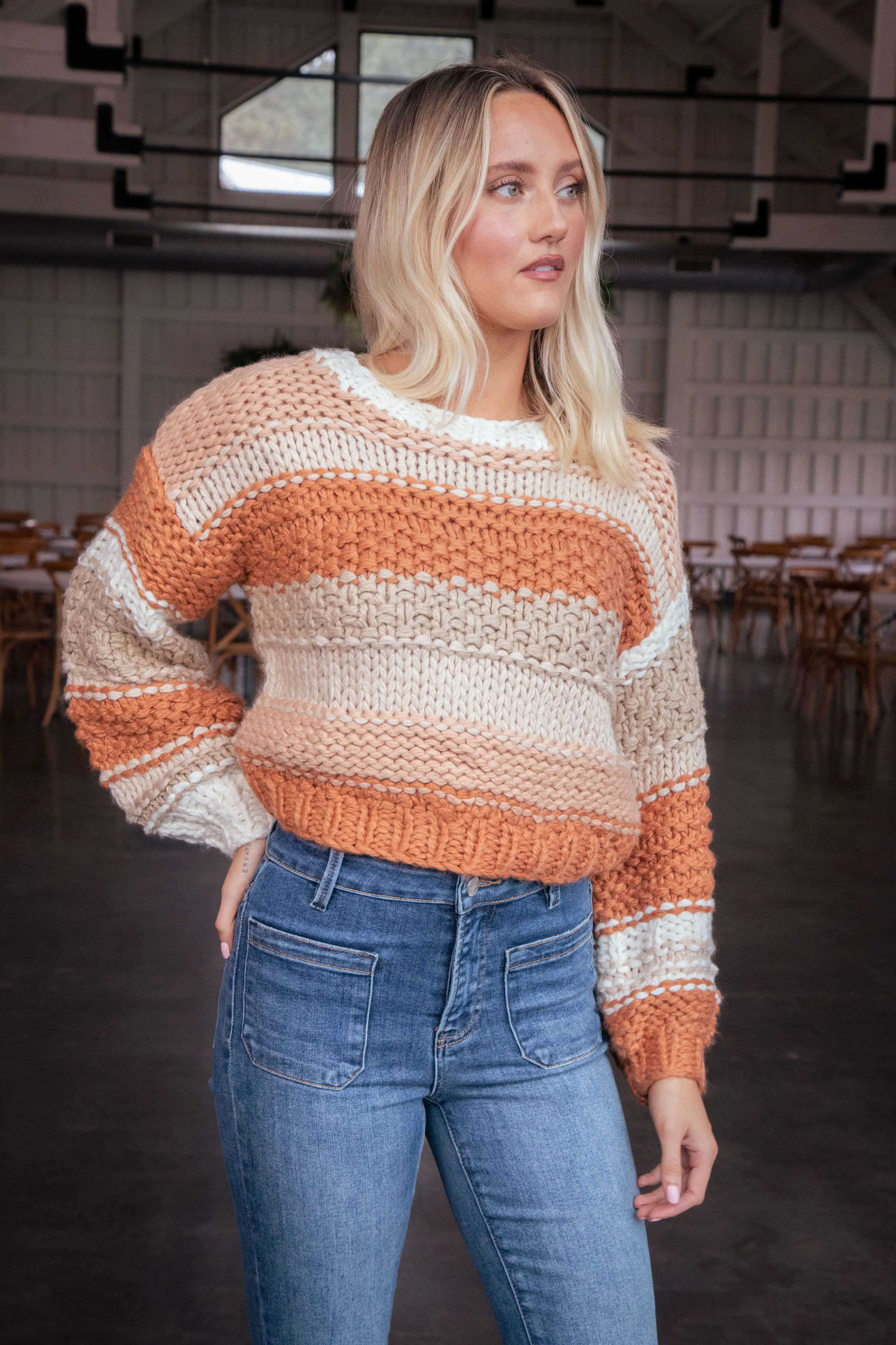 Butter Pecan Chunky Sweater, Brick Multi | Sadie & Sage