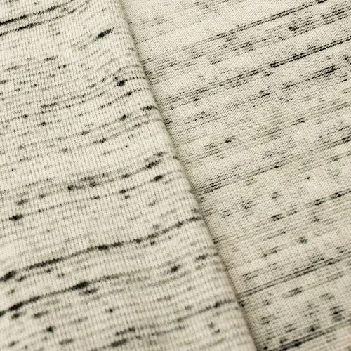 Cement White/Black Brushed Slubbed Jersey Knit Fabric