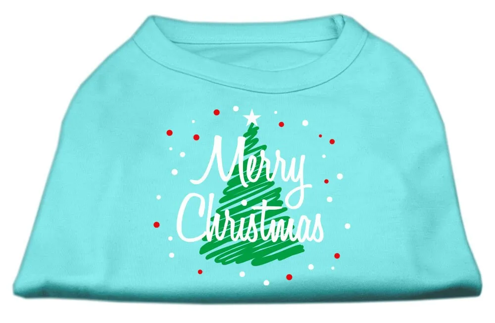 Christmas Screenprinted Dog Shirt, "Scribble Merry Christmas"