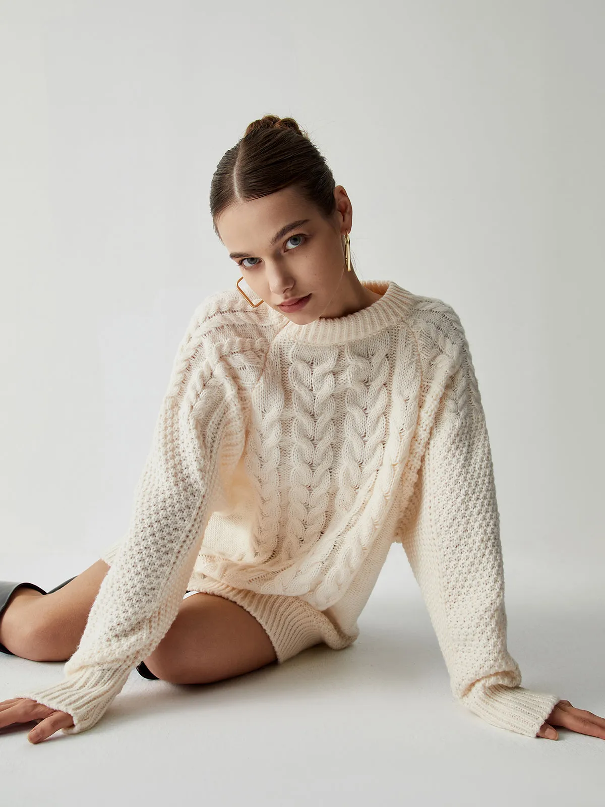 Chunky Cable Graceful Knit Oversized Sweater