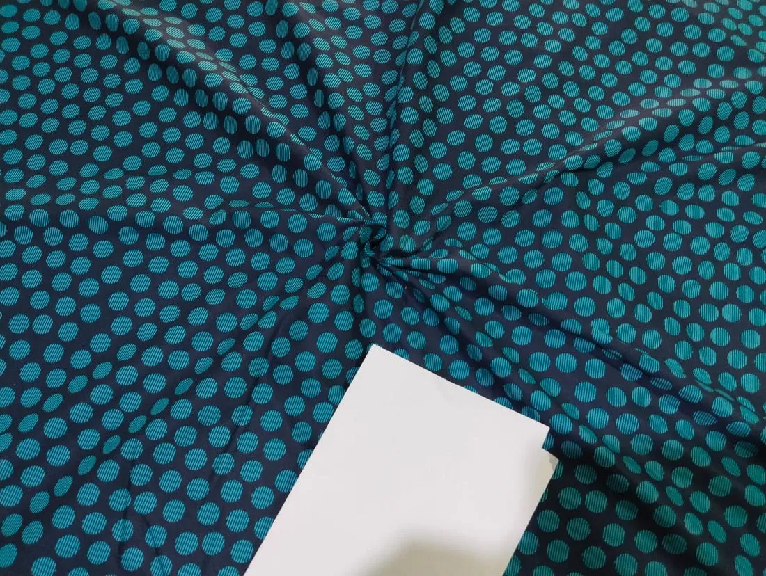 COTTON POPLIN BLACK WITH TEAL BLUE DOT PRINT 58&quot; wide