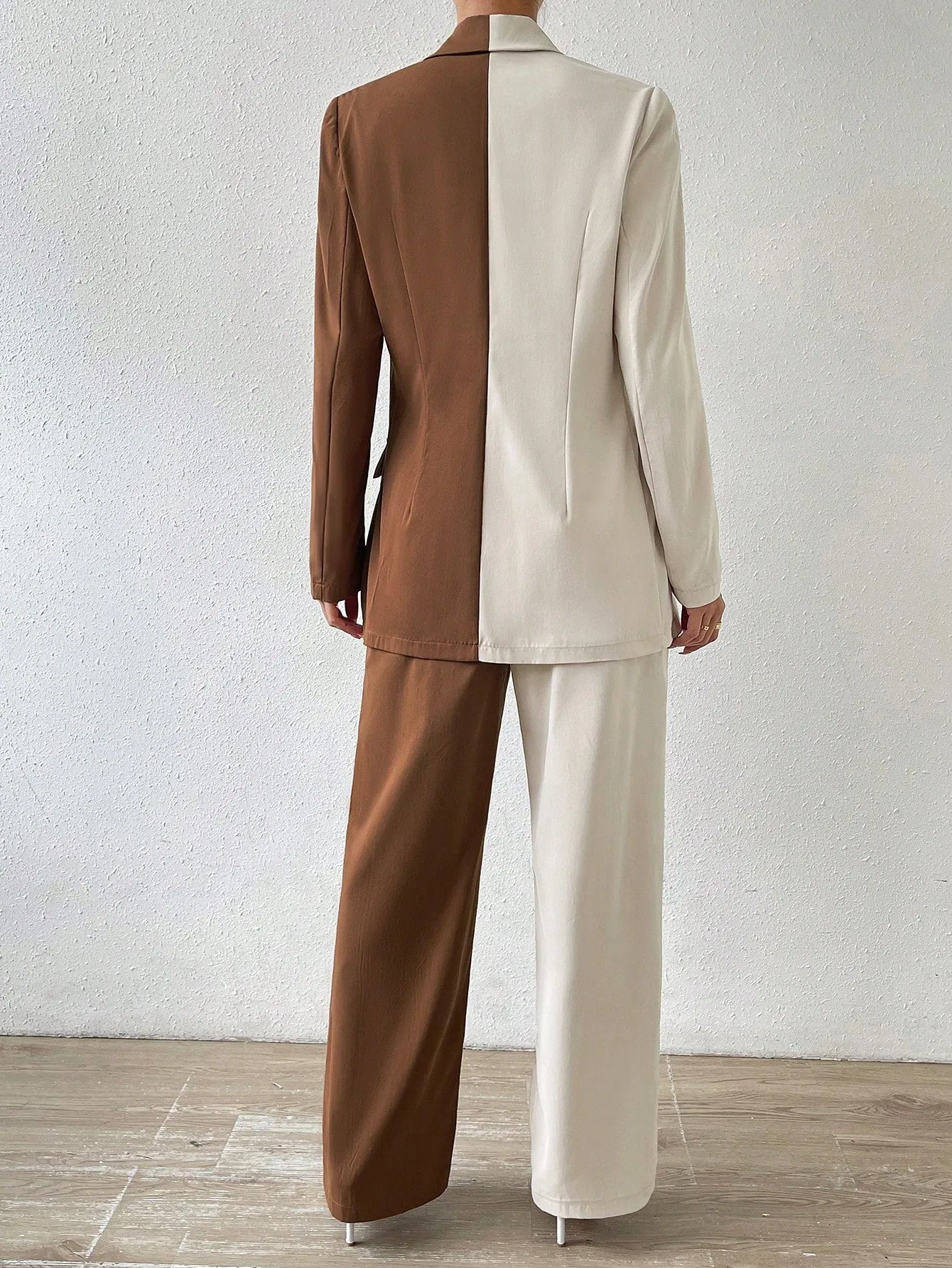 Frenchy Two Tone Double Button Blazer & Suit Pants