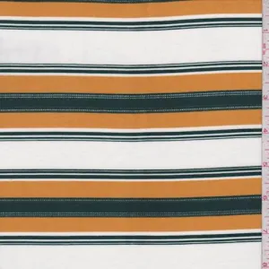 Harvest/Forest Stitch Stripe Double Brushed Jersey Knit Fabric