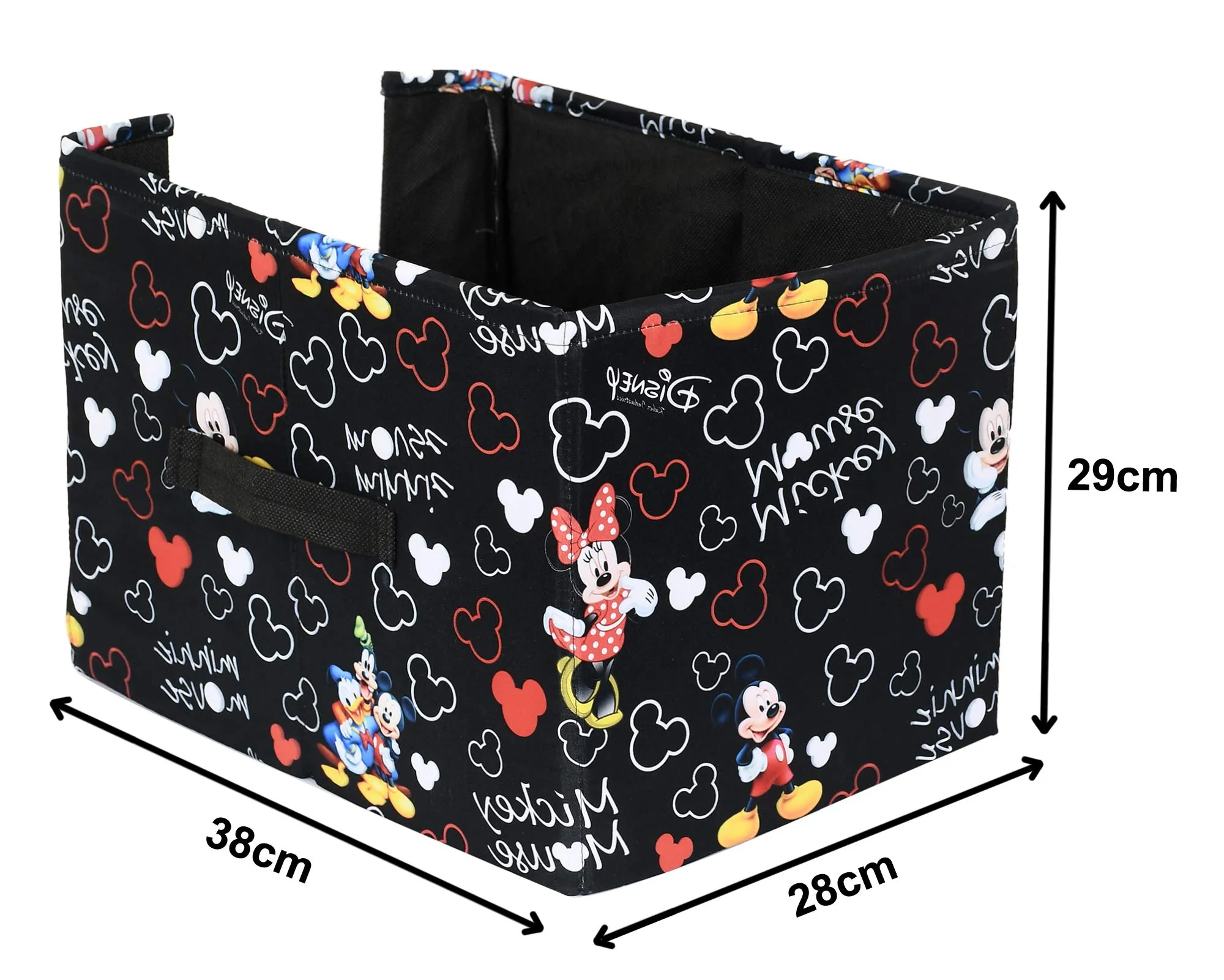 Heart Home Disney Mickey Print Non-Woven 3 Pieces Shirt Stacker Closet Organizer - Shirts and Clothing Organizer With Handle (Black)-HHEART16072