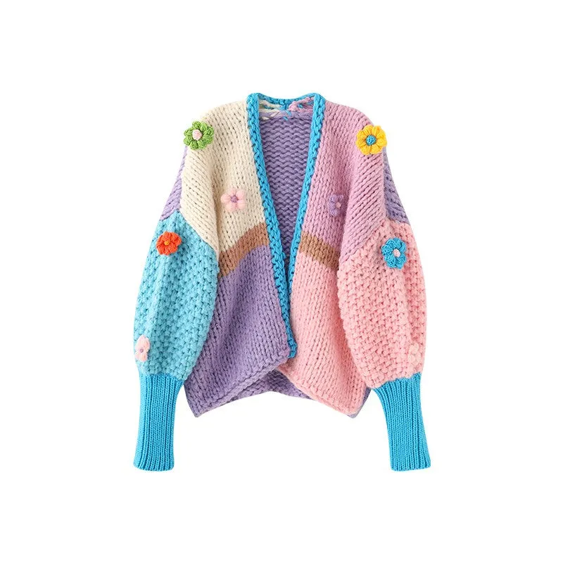 Heavy-duty crochet cardigan women autumn and winter wear