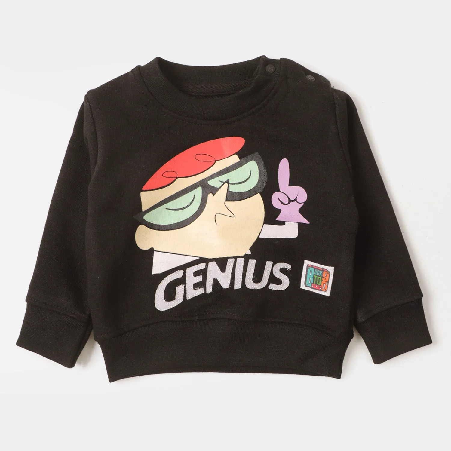 Infant Boys Sweatshirt Cartoon Print- Jet Black