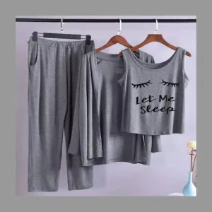 Let Me Sleep Women Night Suit PJ 3 Pieces Set