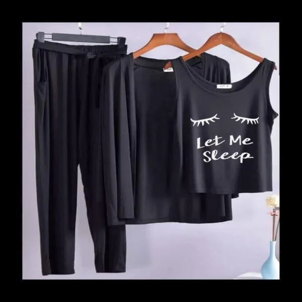 Let Me Sleep Women Night Suit PJ 3 Pieces Set