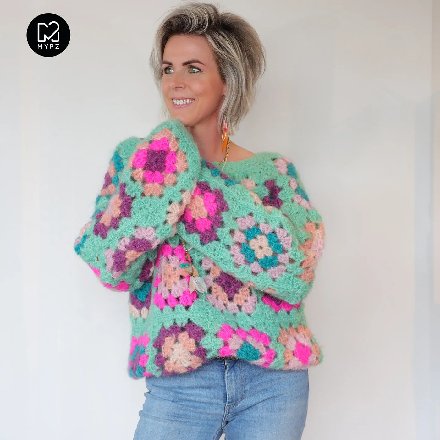 MYPZ Mohair Granny square Pullover Mint