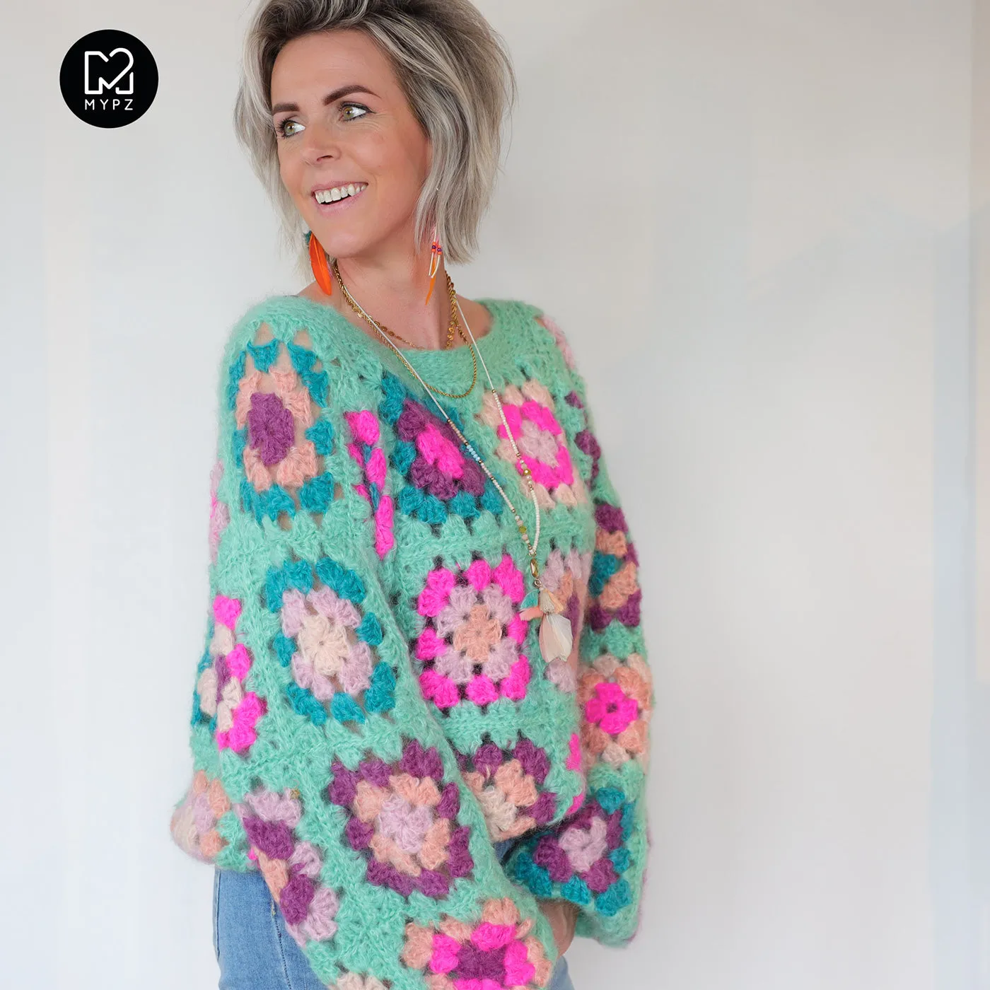 MYPZ Mohair Granny square Pullover Mint