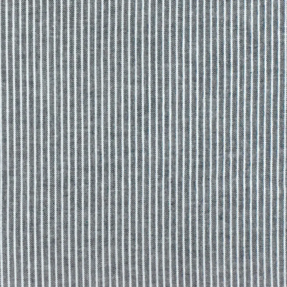 Navy Blue-White Stripe Stretch Cotton Chambray Woven Fabric