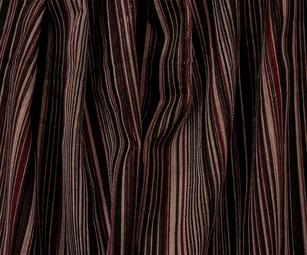 Red-Black-Brown Polyester Stripe Printed Corduroy Woven Fabric