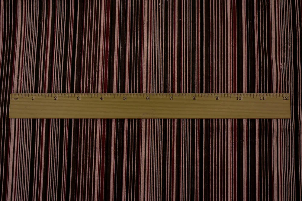 Red-Black-Brown Polyester Stripe Printed Corduroy Woven Fabric