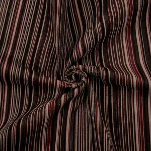 Red-Black-Brown Polyester Stripe Printed Corduroy Woven Fabric