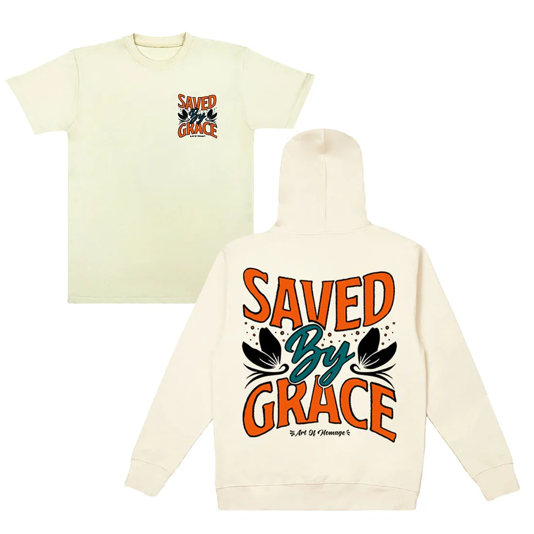 Saved By Grace Hoodie   FREE Tee - Cream