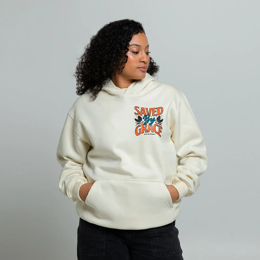 Saved By Grace Hoodie   FREE Tee - Cream