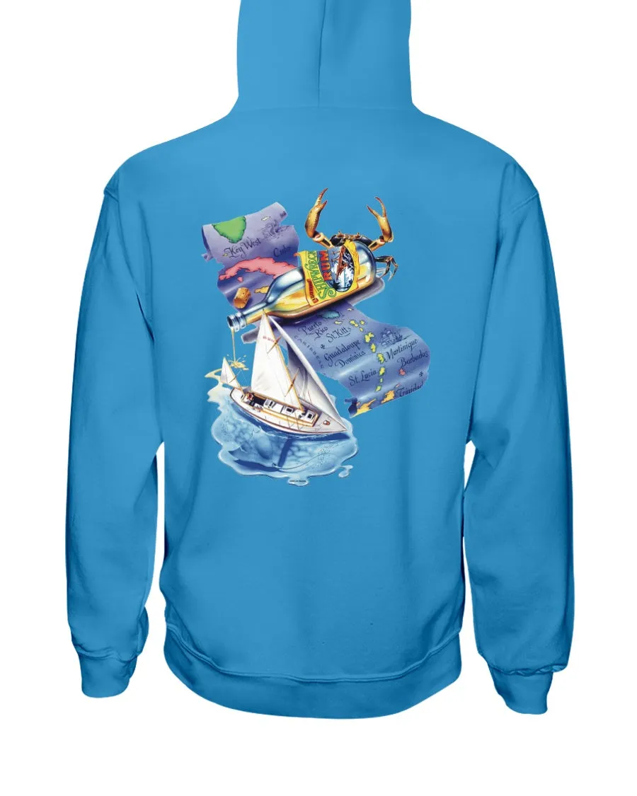 Shipwreck Rum Caribbean Map Hoodie w/ Pirate Ship Logo