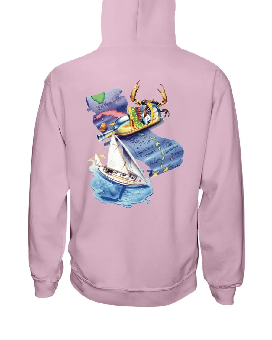 Shipwreck Rum Caribbean Map Hoodie w/ Pirate Ship Logo