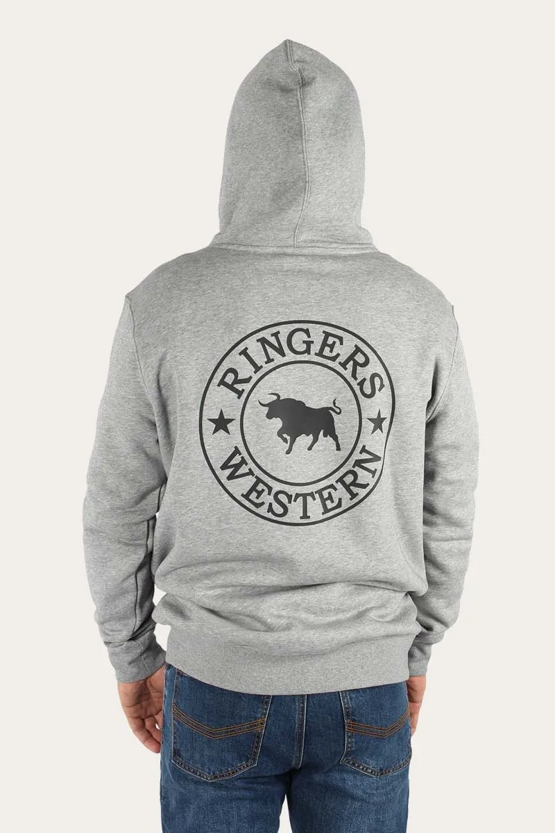 Signature Bull Mens Pullover Hoodie - Grey Marle/Black