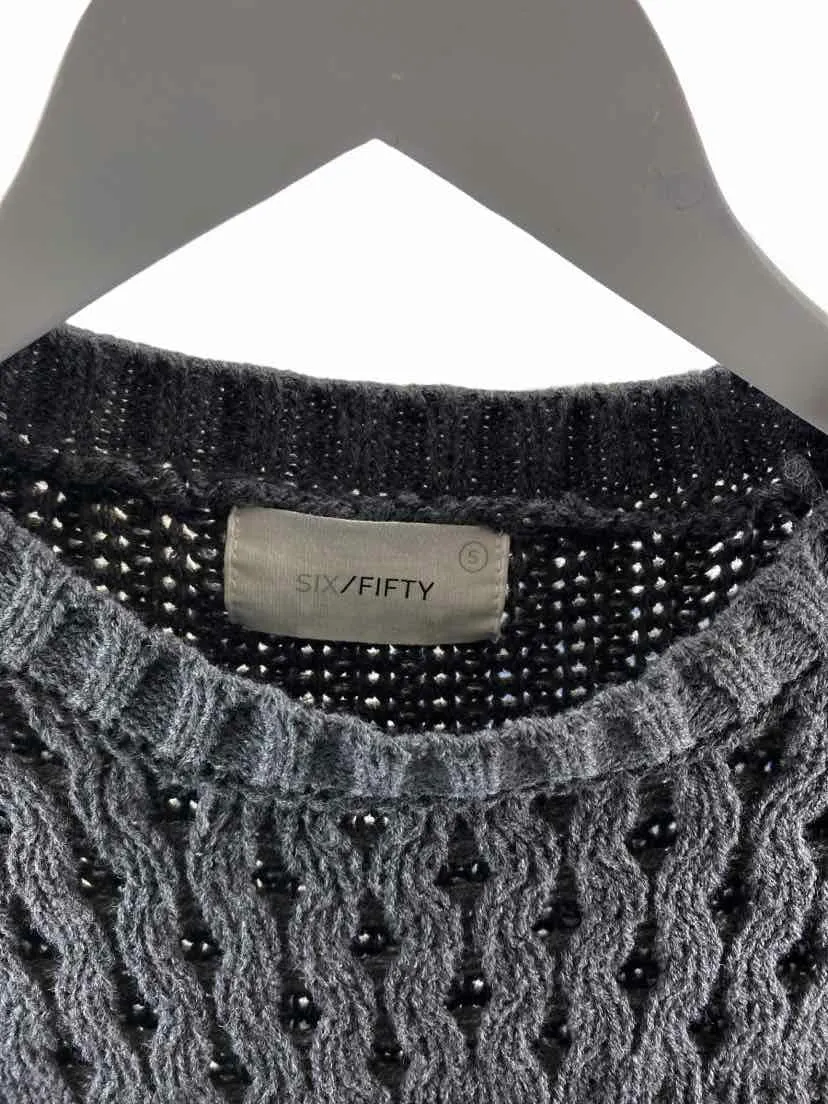 Six/Fifty Women's Mixed Stitch Tassel Sweater Charcoal Heather Size S