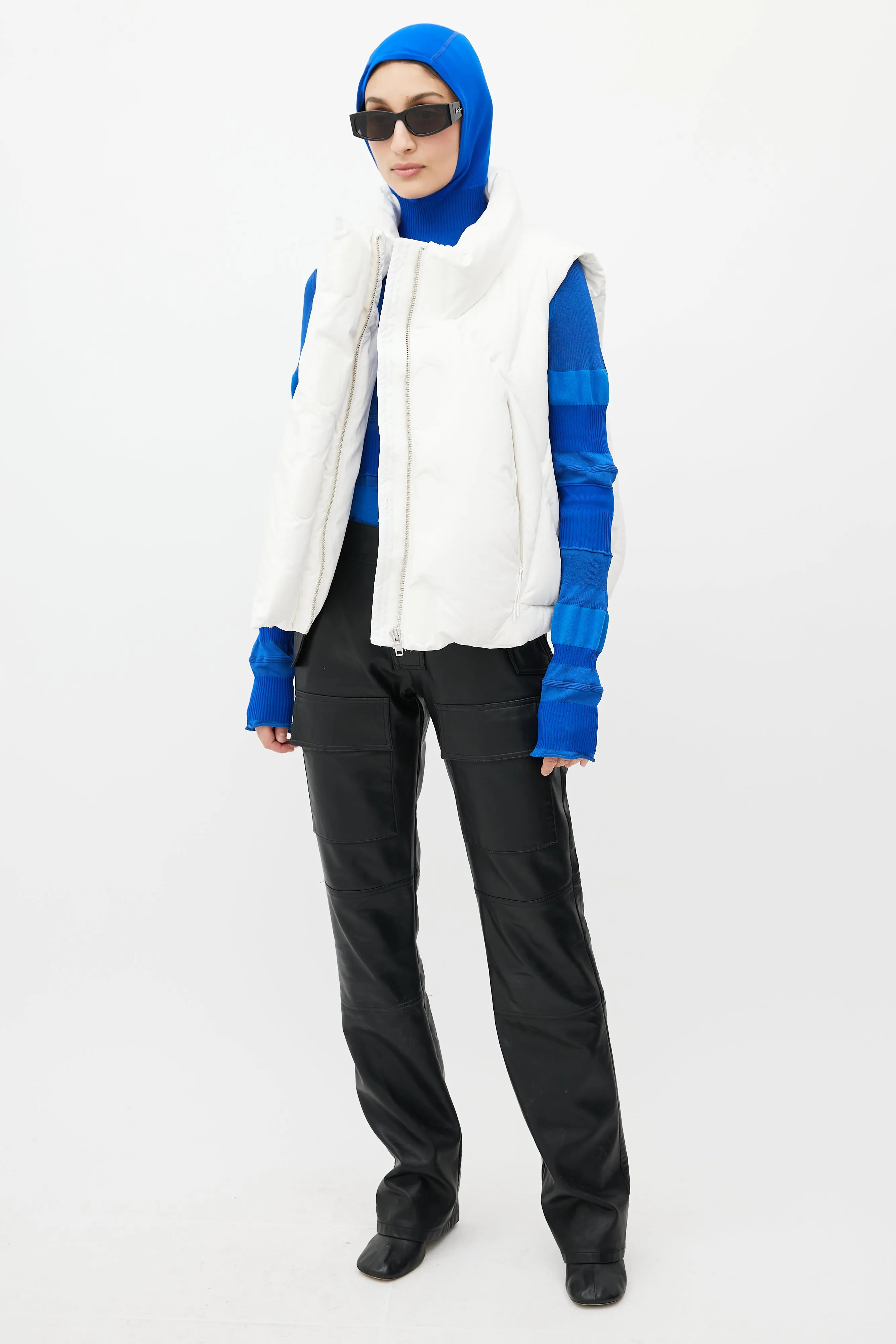 White Quilted Cropped Down Vest