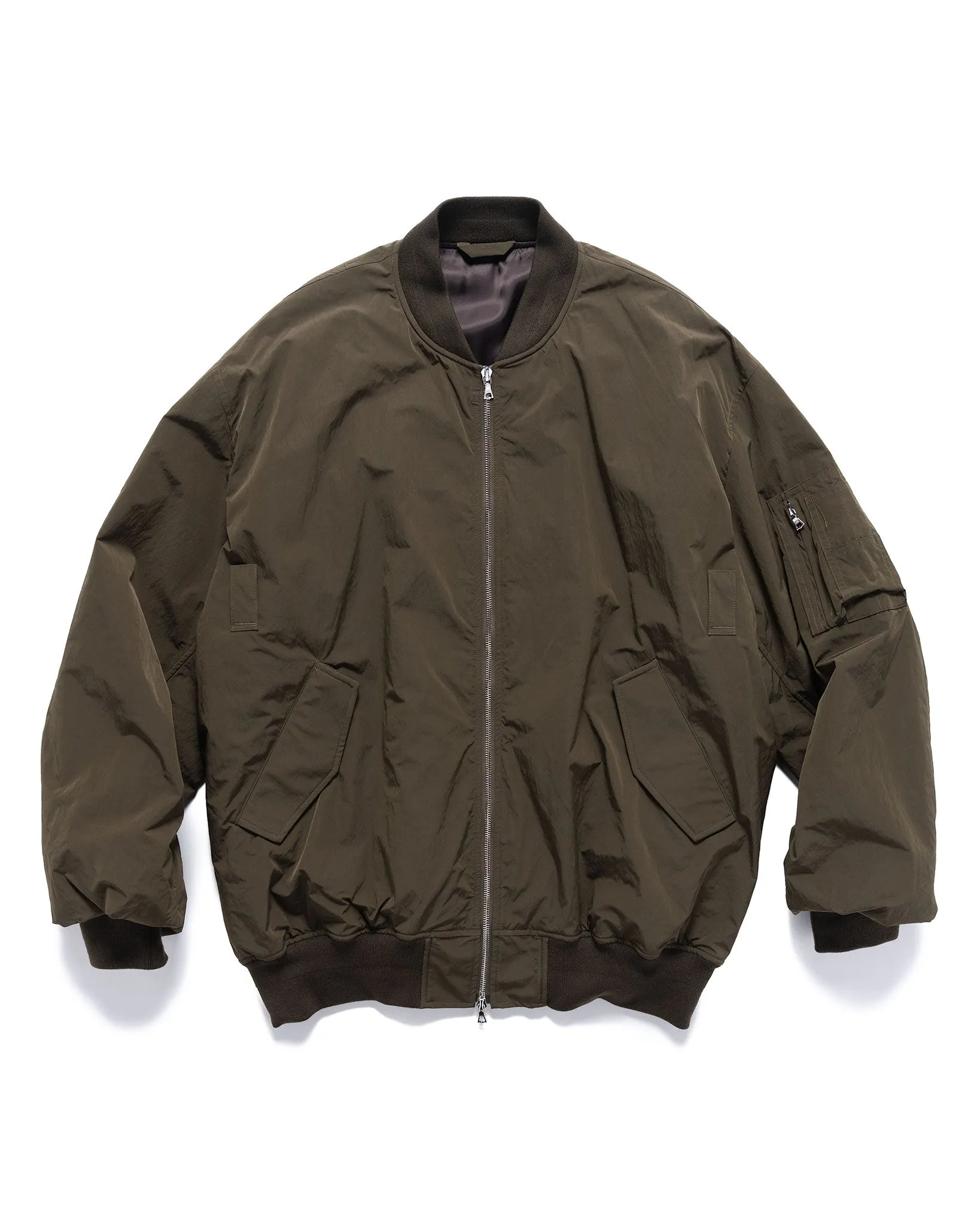 Windproof Nylon Oversized Flight Jacket Military Khaki