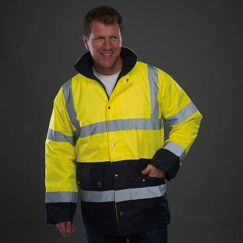 Yoko Hi Vis Two Tone Motorway Jacket Fully Waterproof Coat