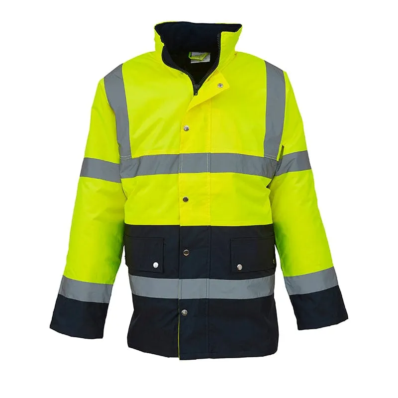 Yoko Hi Vis Two Tone Motorway Jacket Fully Waterproof Coat